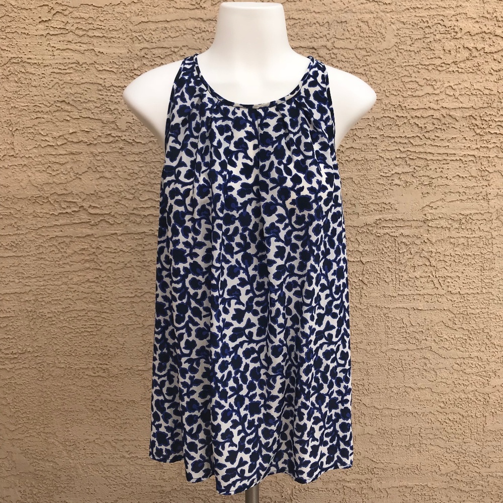Cynthia Rowley 100% Silk Tank Blue White Floral L